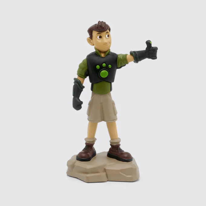 A figurine of a brunette man wearing a tactical vest and cargo shorts, giving a thumbs up.