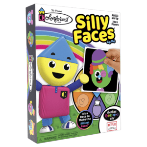 The box of the Colorforms Silly Faces game