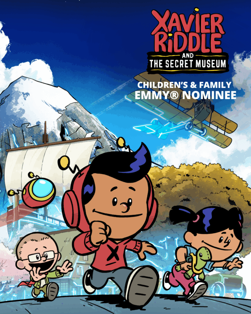 Xavier Riddle Emmy asset and key art featuring Xavier, Yadina and Brad